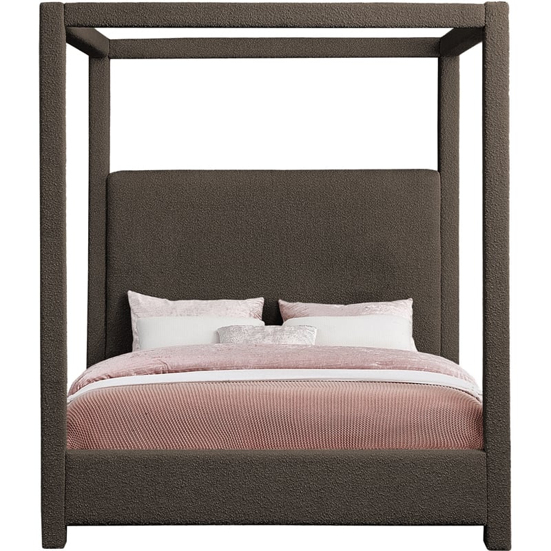 Pemberly Row Modern / Contemporary Brown Boucle Fabric King Bed