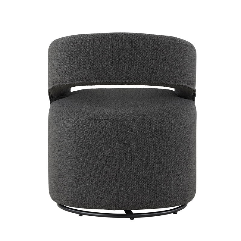 Pemberly Row Fabric Armchair with Curved Armrests in Charcoal