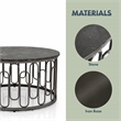 Pemberly Row Contemporary Round Modern Metal Coffee Table in Black