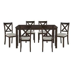 Pemberly Row 7-Piece Wood and Fabric Dining Set in Dark Cherry
