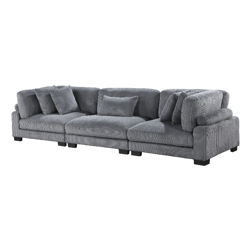 Pemberly Row Modern / Contemporary CorduUpholstered Sofa in Gray