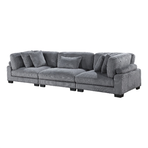 Pemberly Row Modern / Contemporary CorduUpholstered Sofa in Gray