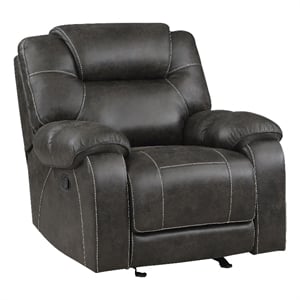Pemberly Row Microfiber Glider Manual Reclining Chair in Chocolate