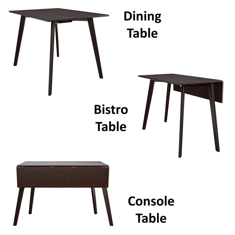 Pemberly Row 48 x 30 Wood Drop Leaf Dining Table in Dark Mahogany