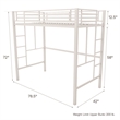 Pemberly Row Modern / Contemporary Twin Metal Loft Bed in Off White