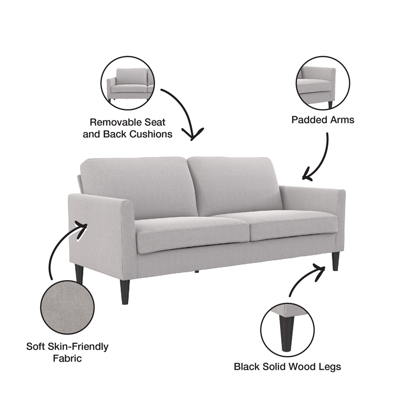 Pemberley Row Linen Light Gray Sofa Rectangular 74