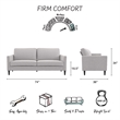 Pemberley Row Linen Light Gray Sofa Rectangular 74