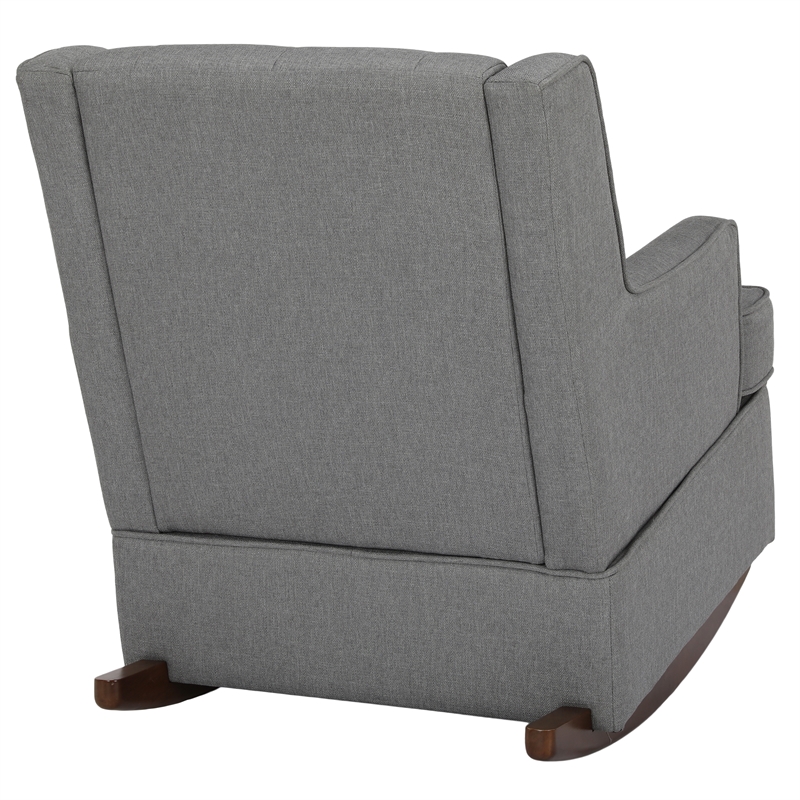 Pemberly Row Transitional Wingback Nursery Rocker Chair in Gray