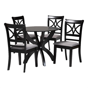 Pemberly Row 5-Piece Fabric/Wood Dining Set in Dark Brown/Gray