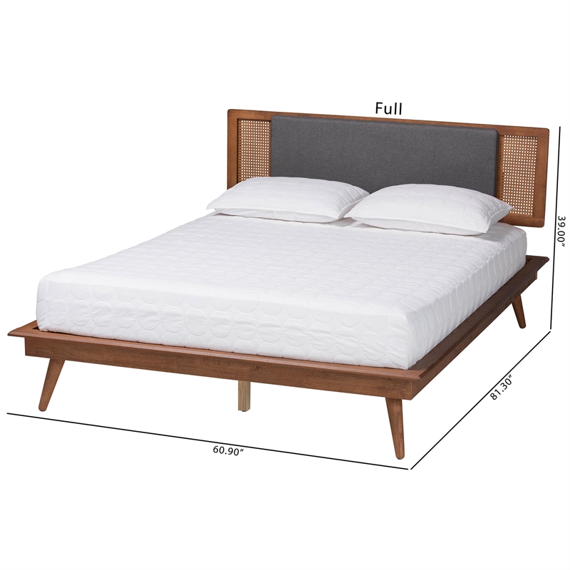 Pemberly Row Fabric/Wood Full Size Platform Bed in Dark Gray/Brown