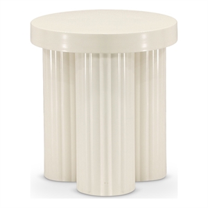 Pemberly Row Contemporary Iron Metal End Table in Cream Finish