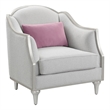 Pemberly Row Contemporary Fabric Chair with Accent Pillow in Beige