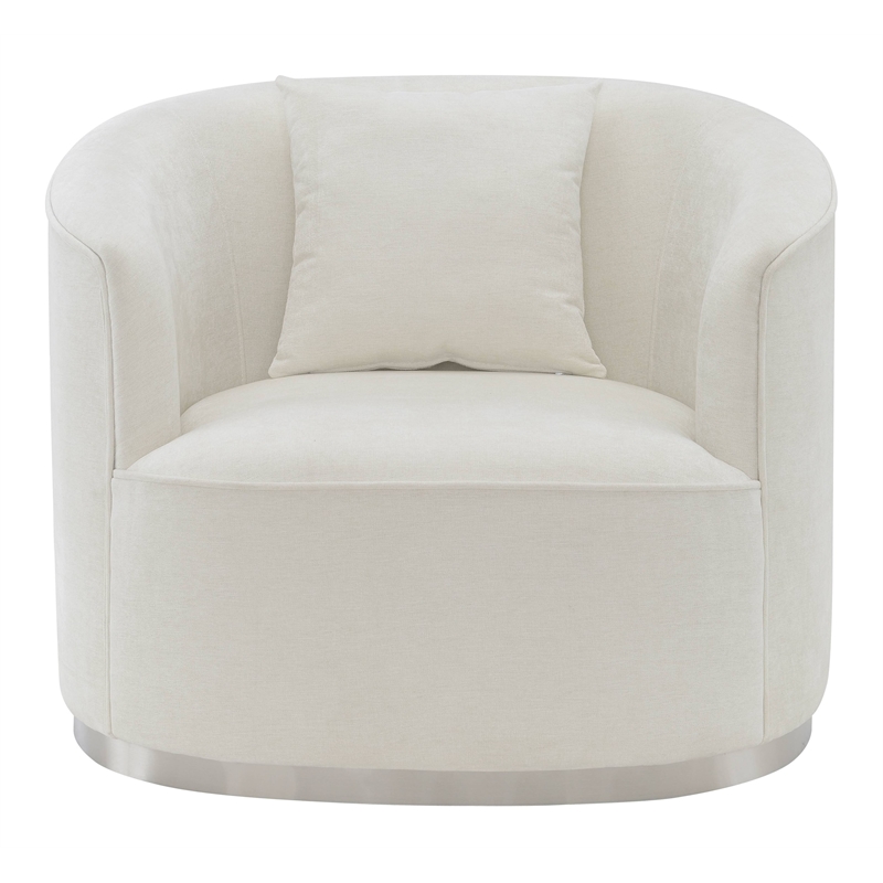 Pemberly Row Contemporary Upholstered Chair with 1 Pillow in Beige