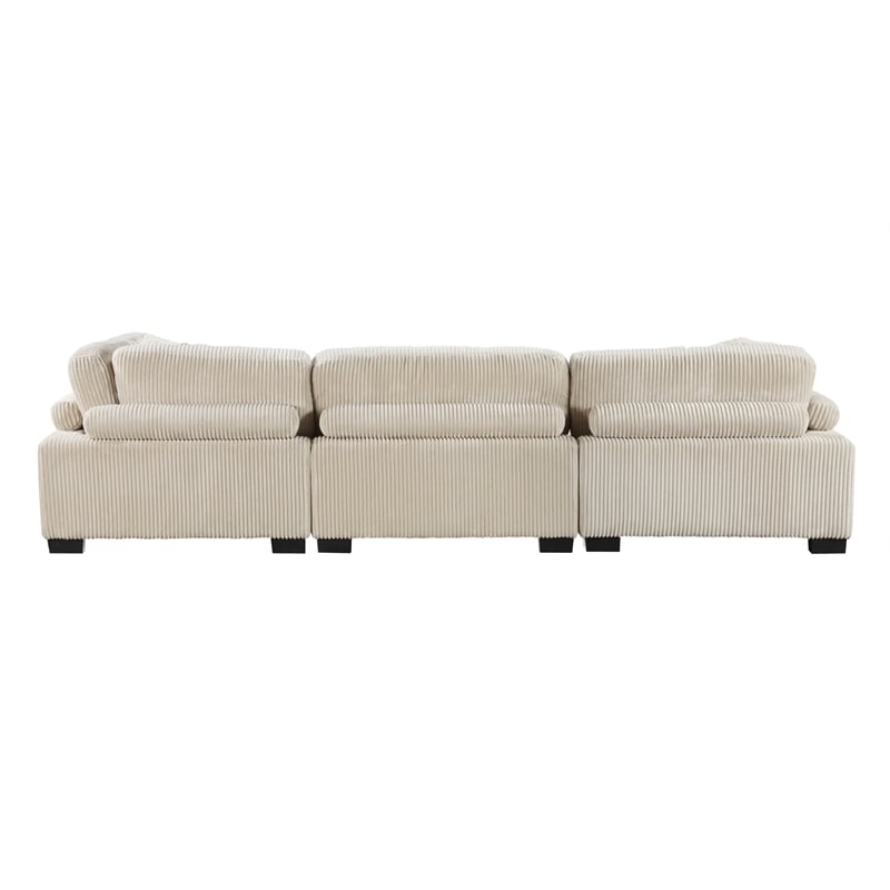 Pemberly Row Upholstered CorduFabric Sofa with Arm Rest in Beige