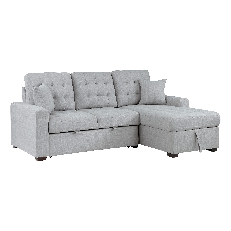 Pemberly Row 2-Piece Fabric Sectional & Right Chaise in Gray