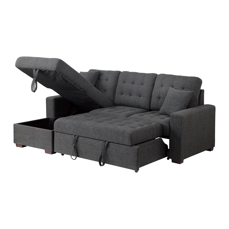 Pemberly Row 2-Piece Fabric Sectional & Left Chaise in Dark Gray