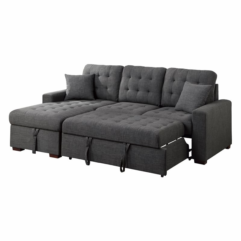 Pemberly Row 2-Piece Fabric Sectional & Left Chaise in Dark Gray