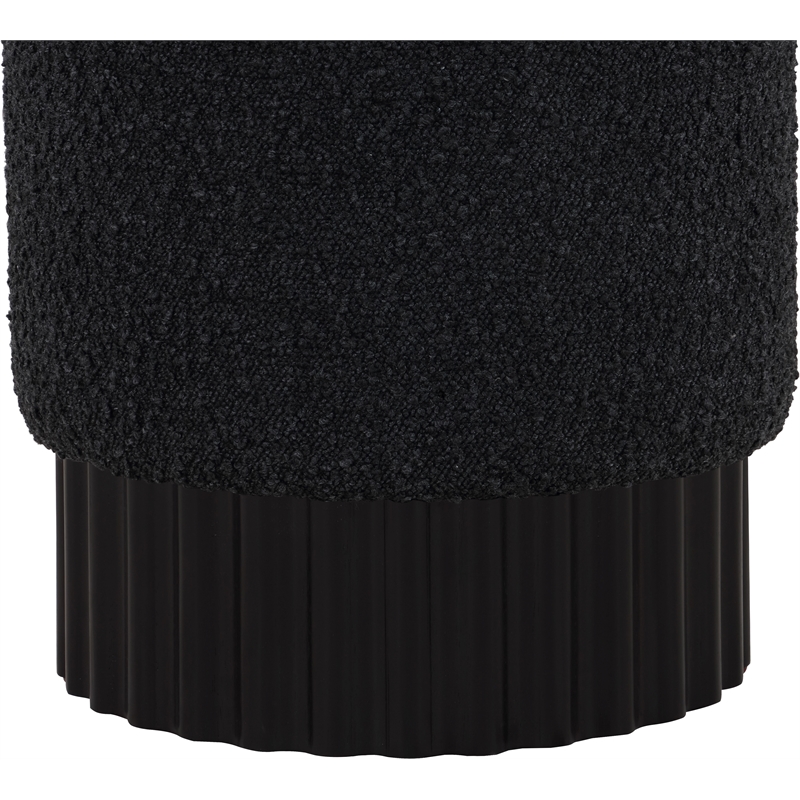 Pemberly Row Contemporary Boucle Fabric Ottoman/Stool in Black