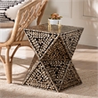 Pemberley Row Engineered Wood Black and Bronze End Table Square Floral Design Fully Assembled