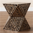 Pemberley Row Engineered Wood Black and Bronze End Table Square Floral Design Fully Assembled