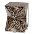 Pemberley Row Engineered Wood Black and Bronze End Table Square Floral Design Fully Assembled