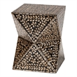 Pemberley Row Engineered Wood Black and Bronze End Table Square Floral Design Fully Assembled