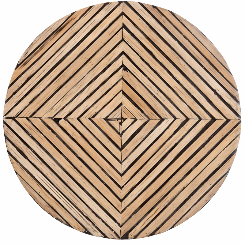 Pemberly Row Round Bamboo End Table in Natural and Dark Brown