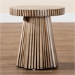 Pemberly Row Round Bamboo End Table in Natural and Dark Brown
