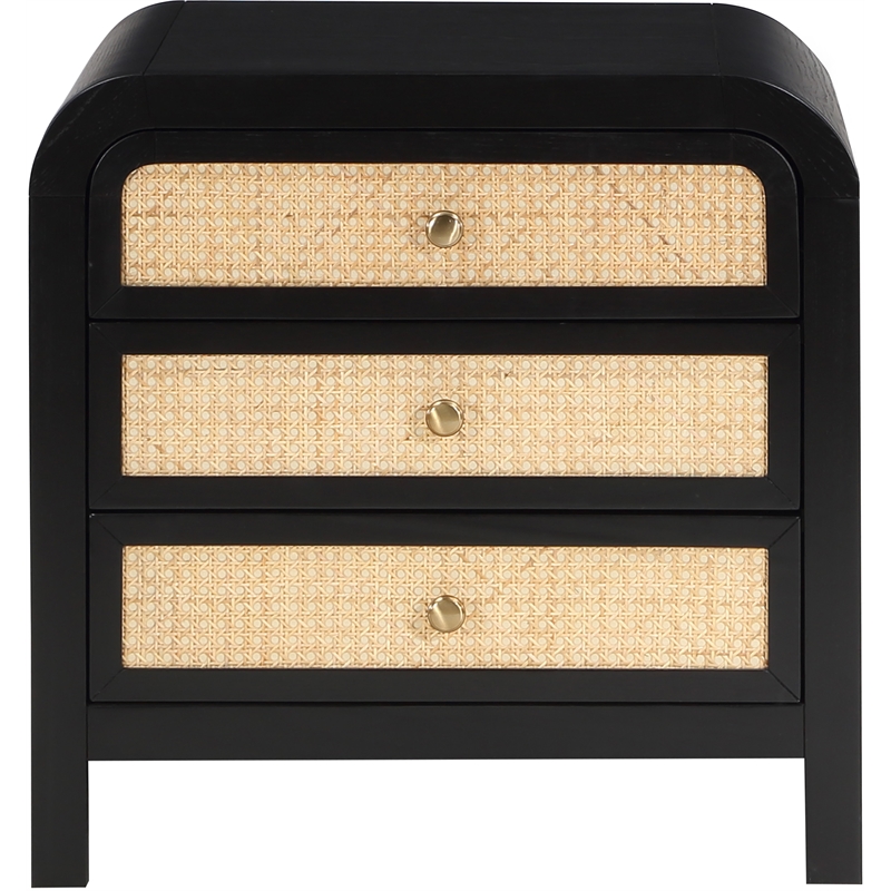Pemberly Row Modern / Contemporary Ash Wood Black Night Stand
