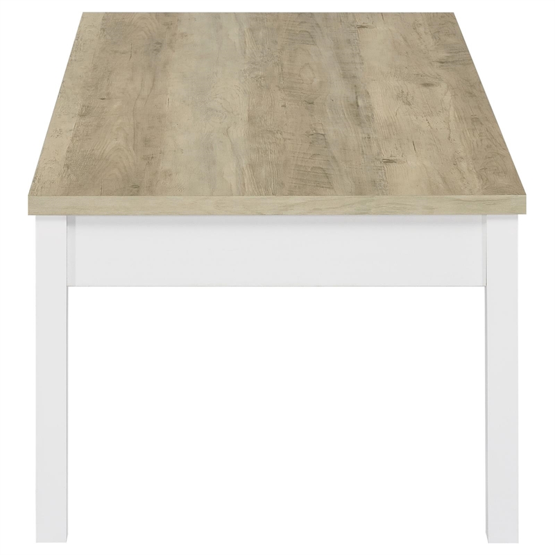 Pemberly Row 3-piece Coastal Wood Coffee Table Set Pine and White