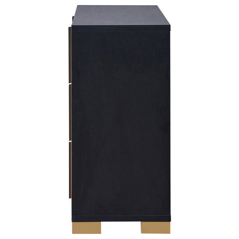 Pemberly Row Contemporary Wood Rectangular Dresser Black and Gold