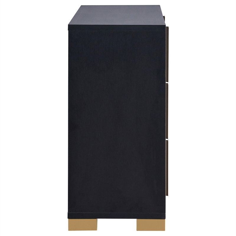 Pemberly Row Contemporary Wood Rectangular Dresser Black and Gold