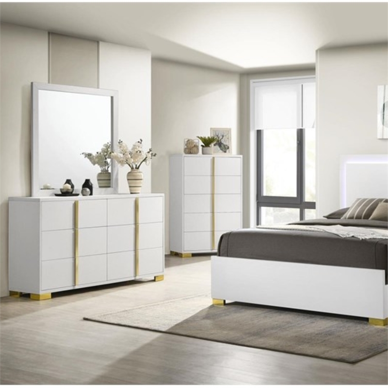 Pemberley Row MDF White and Gold Double Dresser Rectangular 33