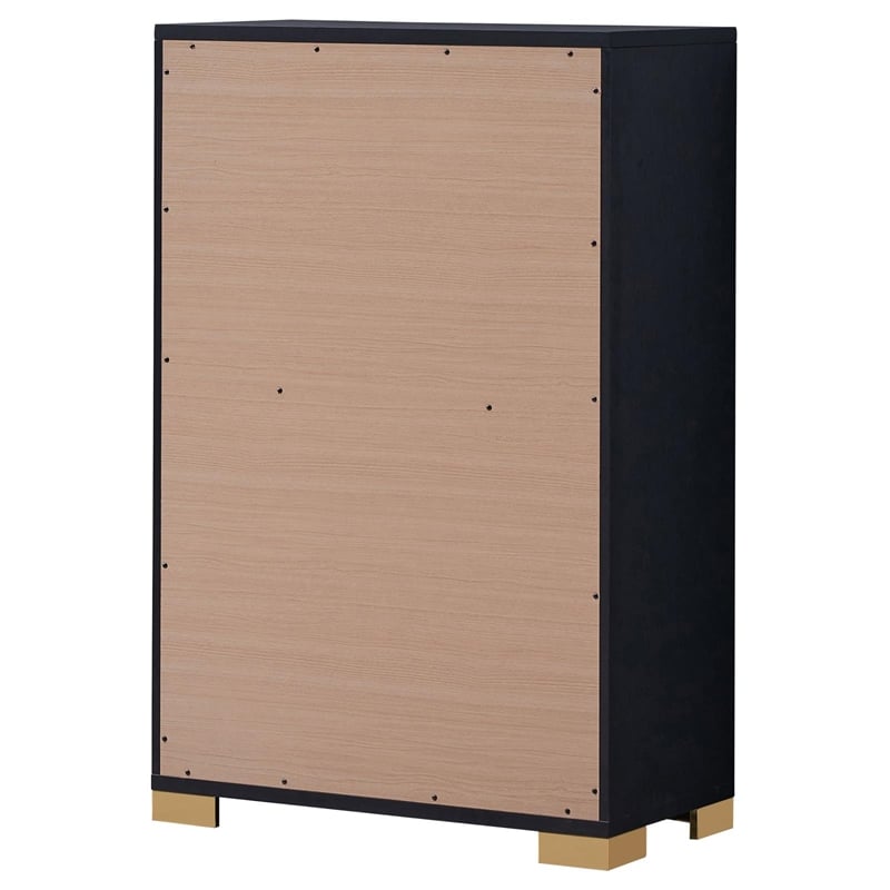 Pemberly Row Contemporary Wood Rectangular Chest in Black and Gold