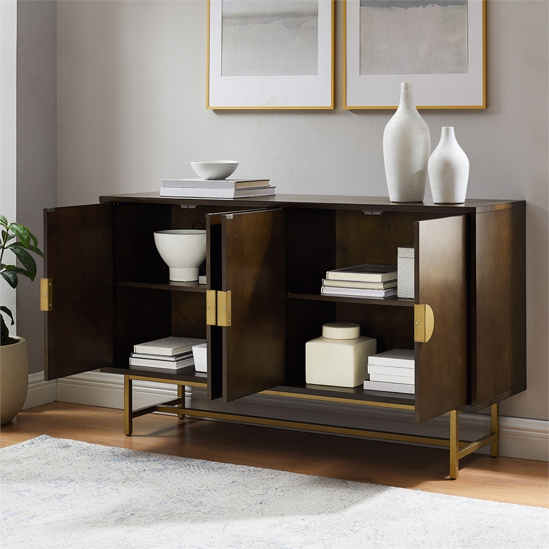 Pemberley Row Particle Board Dark Brown Sideboard Rectangular Adjustable Shelving 54