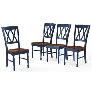 Pemberly Row 18&quot Traditional Wood Dining Chair in Navy (Set of 4)