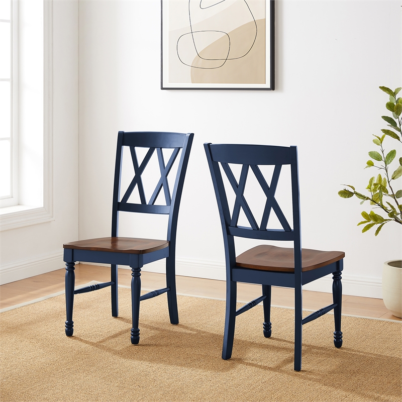 Pemberley Row Solid Rubberwood Navy Dining Chair Traditional 39