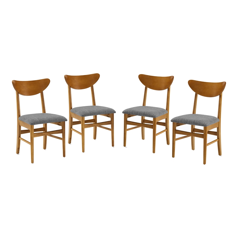 Pemberley Row Rubberwood Acorn Brown Dining Chair Upholstered Mid-Century Modern 33.25