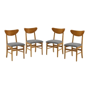 Pemberley Row Rubberwood Acorn Brown Dining Chair Upholstered Mid-Century Modern 33.25&quot Unassembled