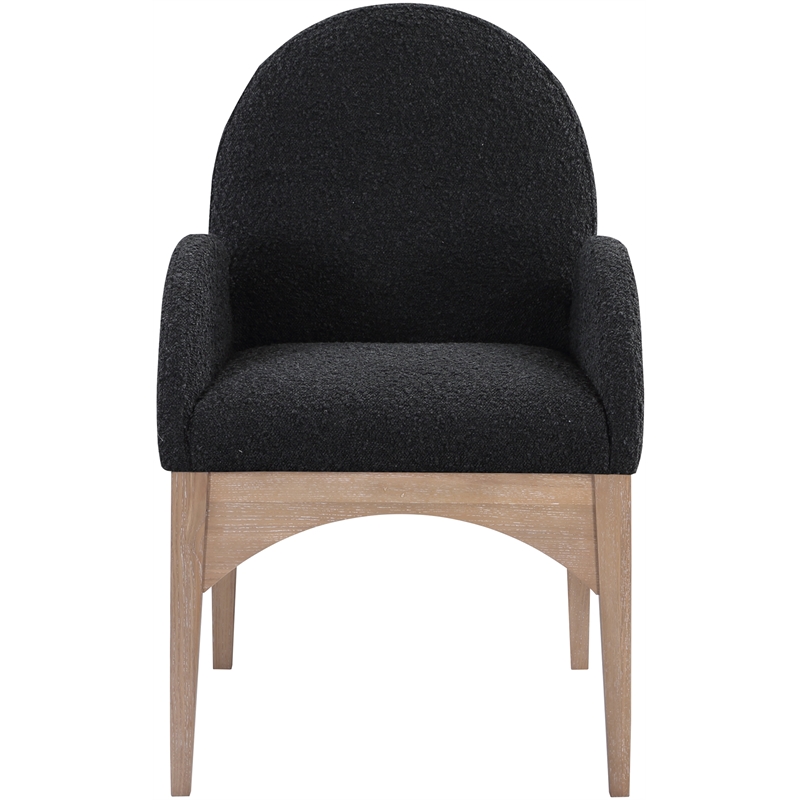 Pemberly Row Contemporary Black Boucle Fabric Dining Arm Chair
