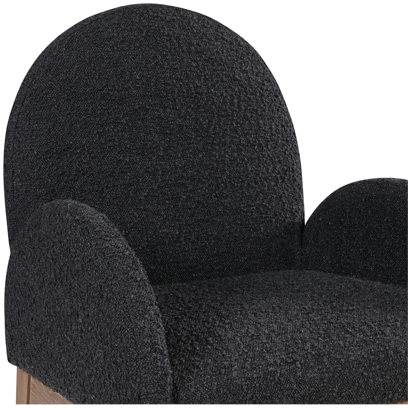 Pemberly Row Contemporary Black Boucle Fabric Dining Arm Chair