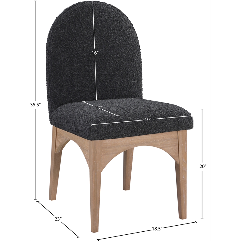 Pemberly Row Contemporary Black Boucle Fabric Dining Side Chair