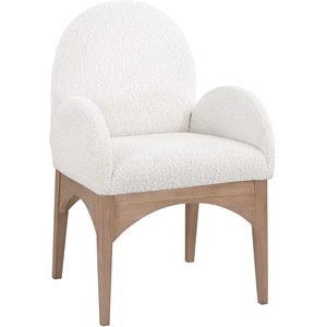 Pemberly Row Contemporary Cream Boucle Fabric Dining Arm Chair
