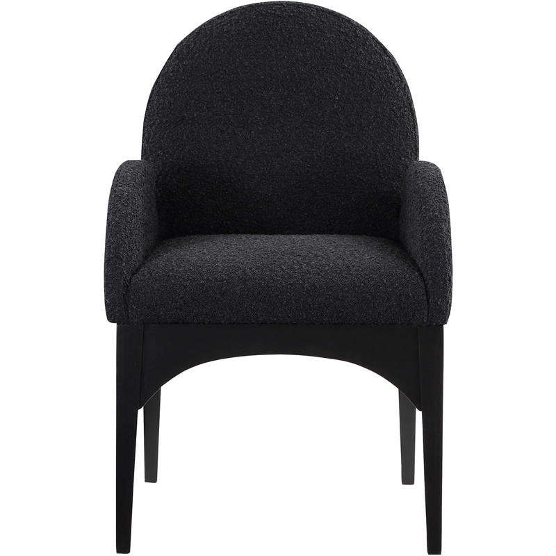 Pemberly Row Contemporary Black Boucle Fabric Dining Arm Chair