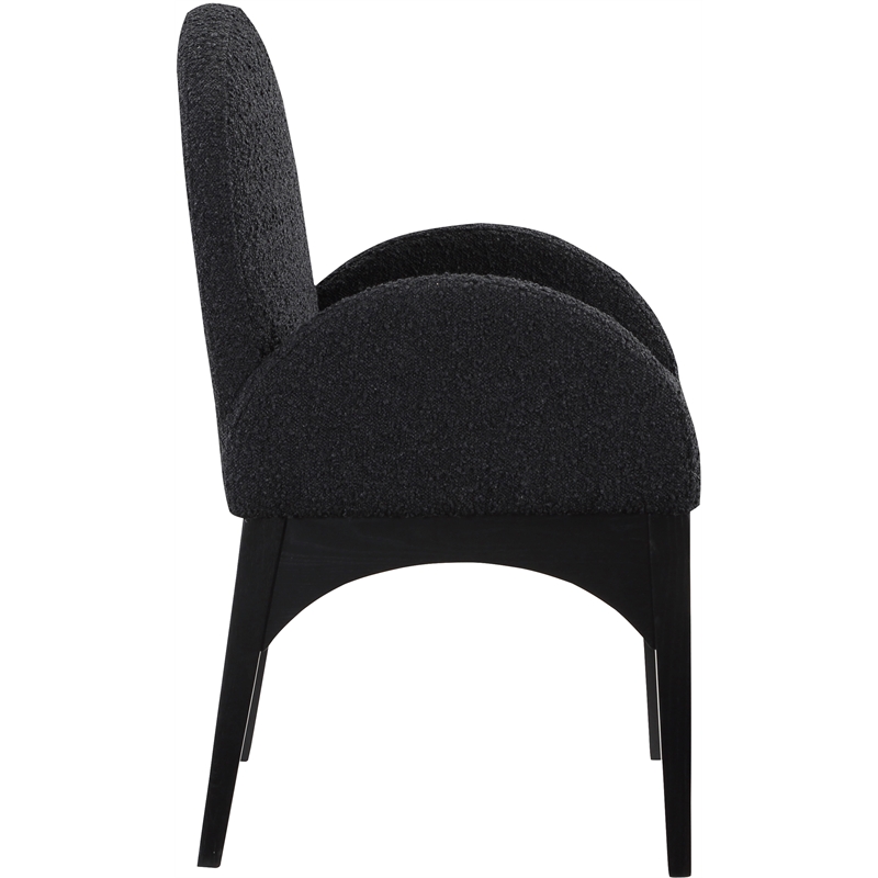 Pemberly Row Contemporary Black Boucle Fabric Dining Arm Chair