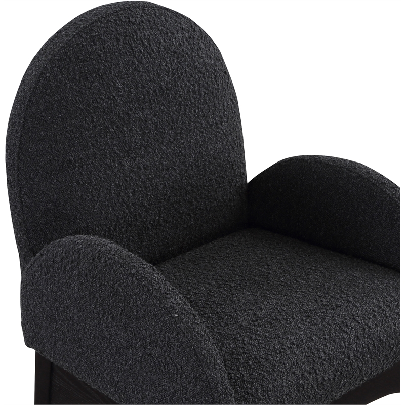 Pemberly Row Contemporary Black Boucle Fabric Dining Arm Chair