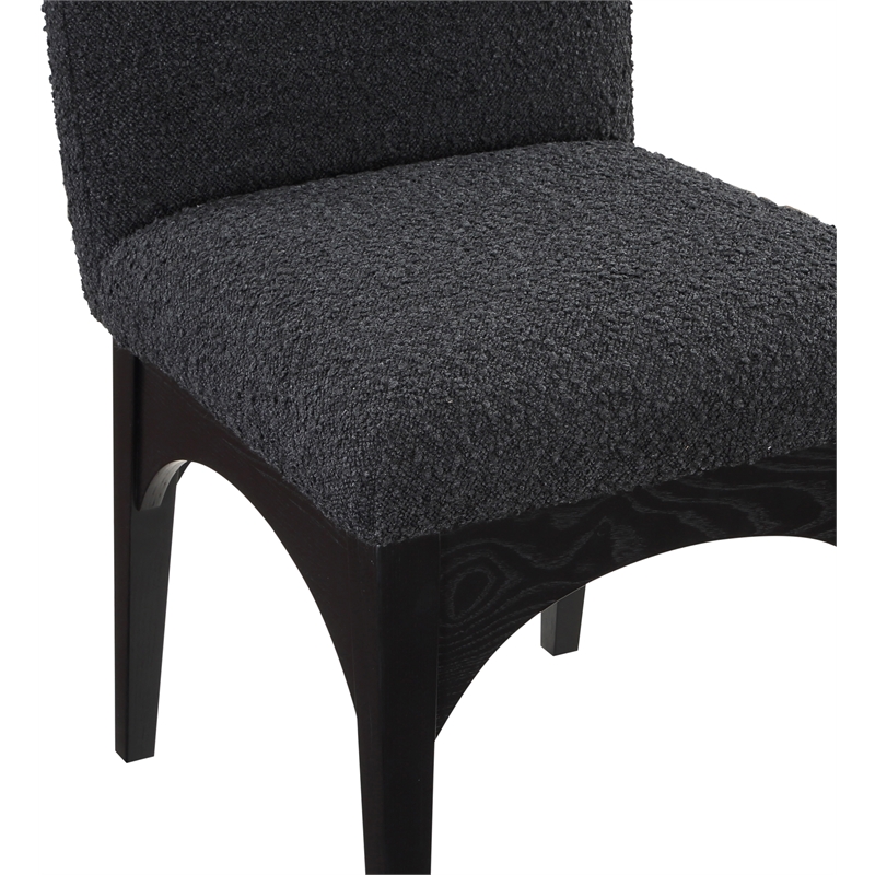 Pemberly Row Contemporary Black Boucle Fabric Dining Side Chair