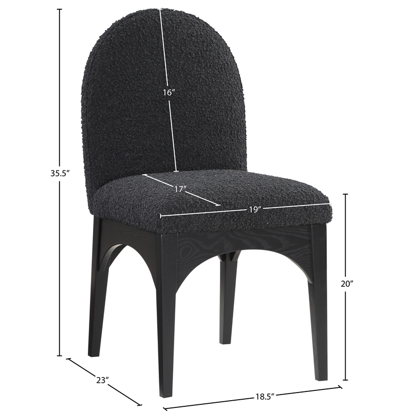 Pemberly Row Contemporary Black Boucle Fabric Dining Side Chair