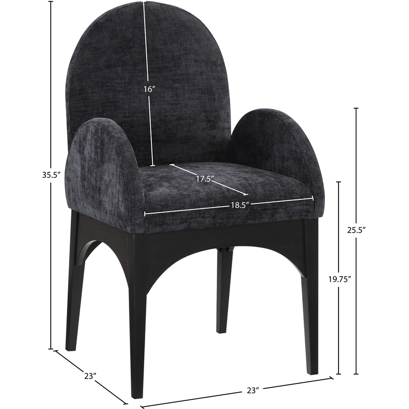 Pemberly Row Modern / Contemporary Black Fabric Dining Arm Chair
