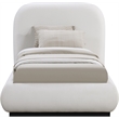 Pemberly Row Contemporary Cream Linen Textured Fabric Twin Bed